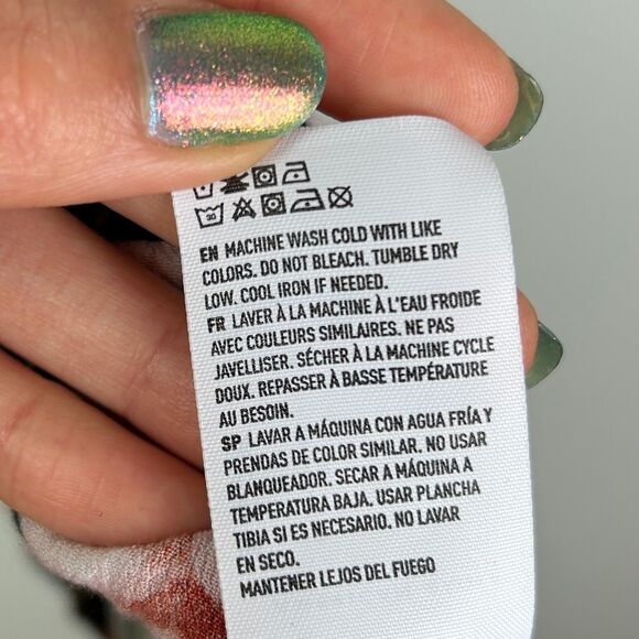 American Eagle Black Floral Short Ruffle Sleeve Blouse Top Peplum Flowy Shirt S - Picture 8 of 8